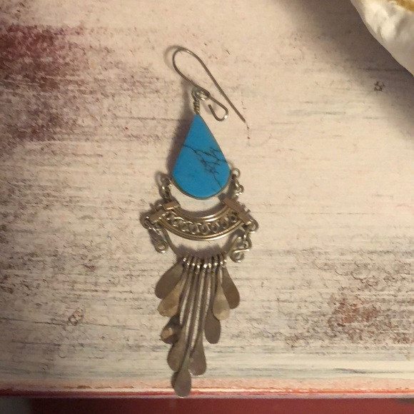 Turquoise Teardrop Dangle Earring - Picture 1 of 8